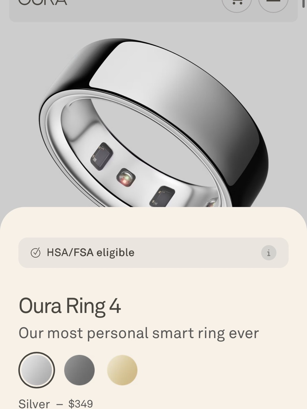 Oura Ring 4 Smart Ring — Silver NEW IN BOX size 8